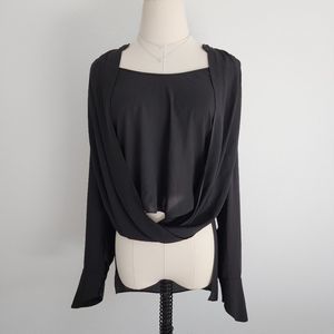 BCBGMAXAZRIA Black Jaklyn Draped Blouse